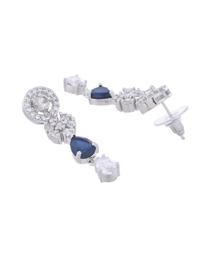 VOJ Silver Plated AD Studded Circular Shape With Black Stones Jewellery Set - Distacart
