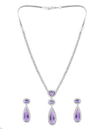Thumbnail for VOJ Silver Plated Purple AD & Cubic Zirconia Studded Necklace Set