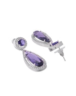 Thumbnail for VOJ Silver Plated Purple AD & Cubic Zirconia Studded Necklace Set