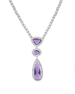Thumbnail for VOJ Silver Plated Purple AD & Cubic Zirconia Studded Necklace Set