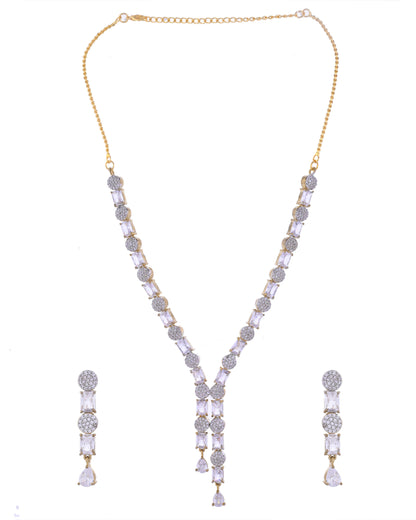VOJ Gold Toned AD Stone Studded Necklace Set - Distacart