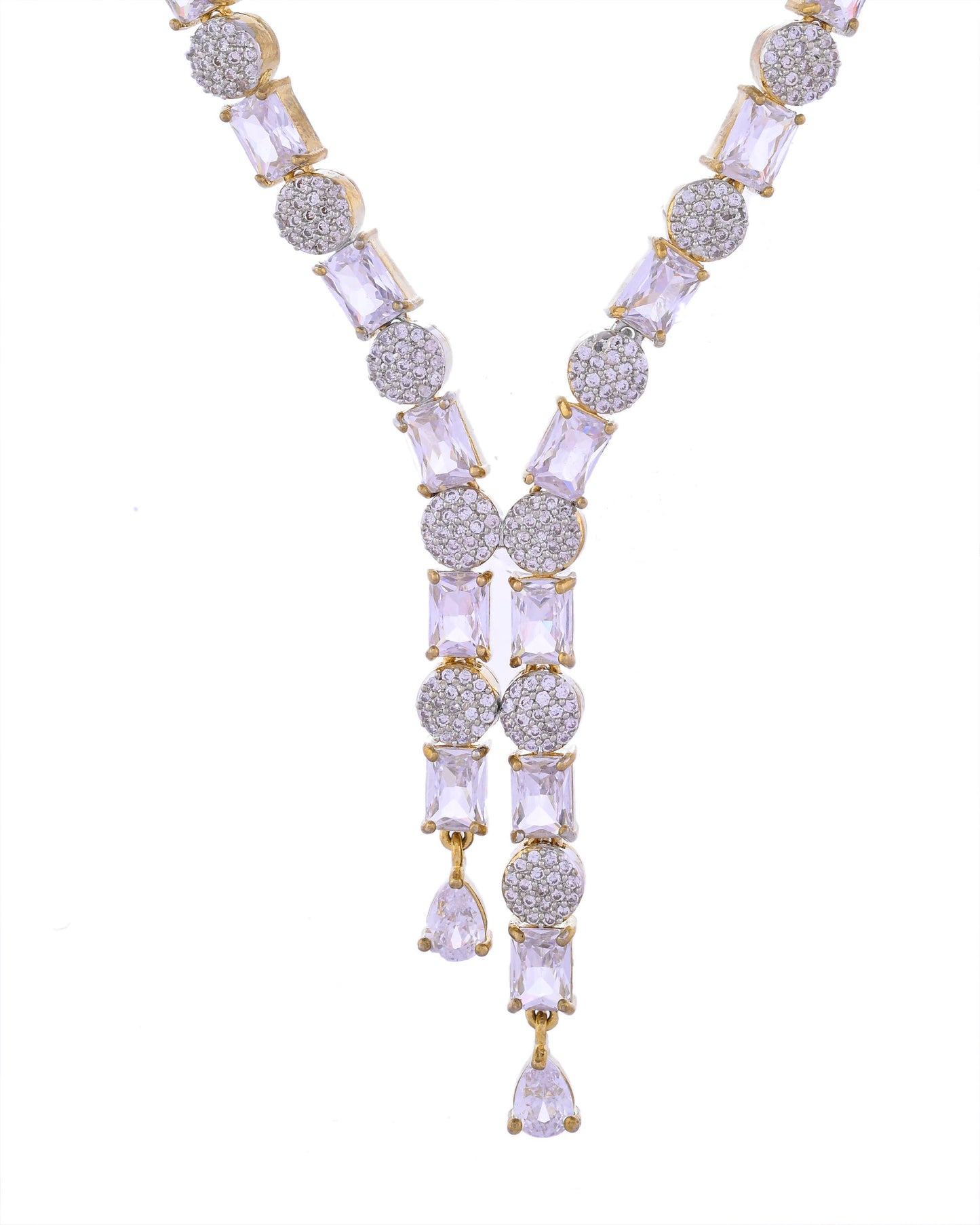VOJ Gold Toned AD Stone Studded Necklace Set - Distacart
