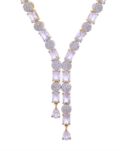 VOJ Gold Toned AD Stone Studded Necklace Set - Distacart