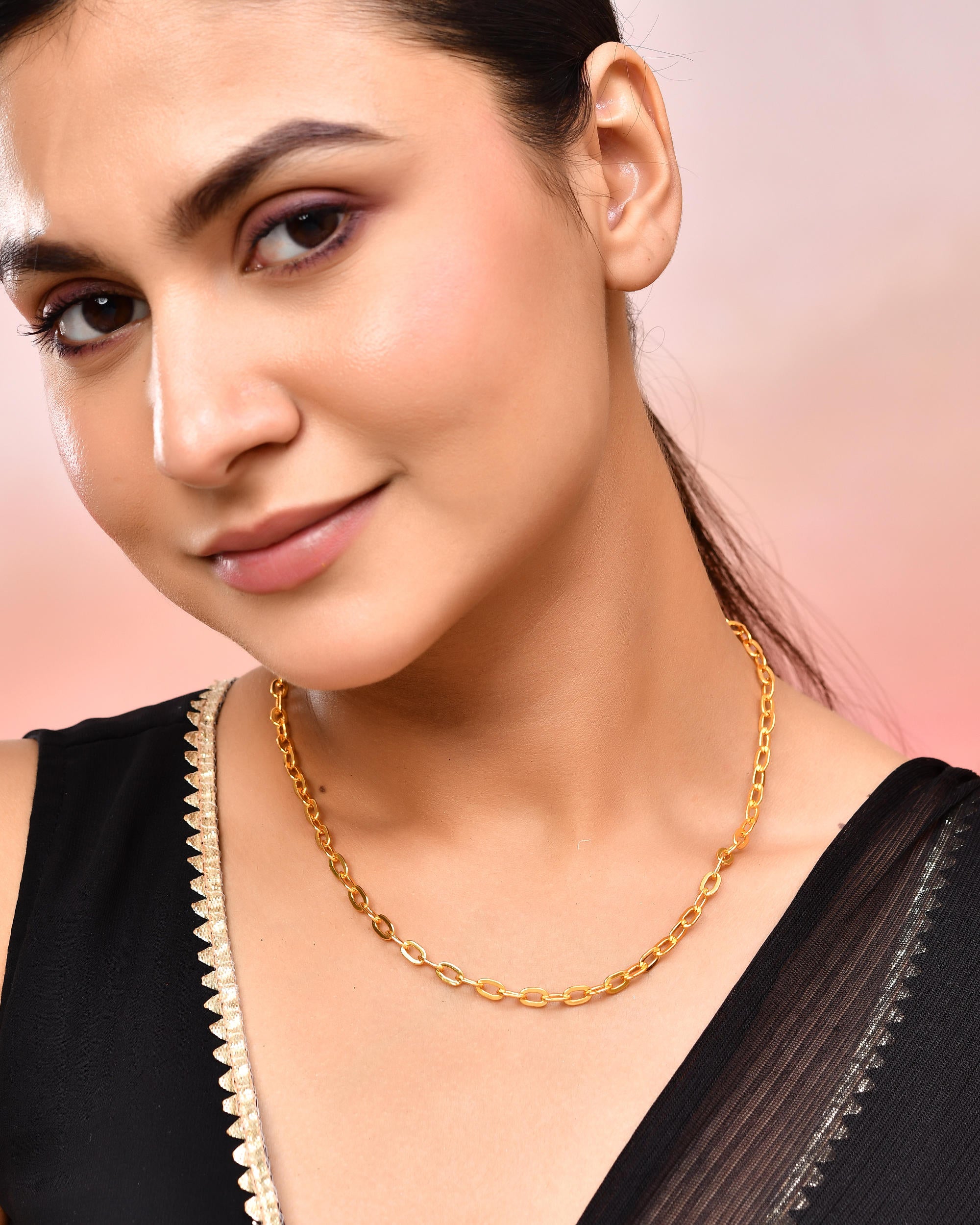 VOJ Women Gold-Polished Linked Chain - Distacart