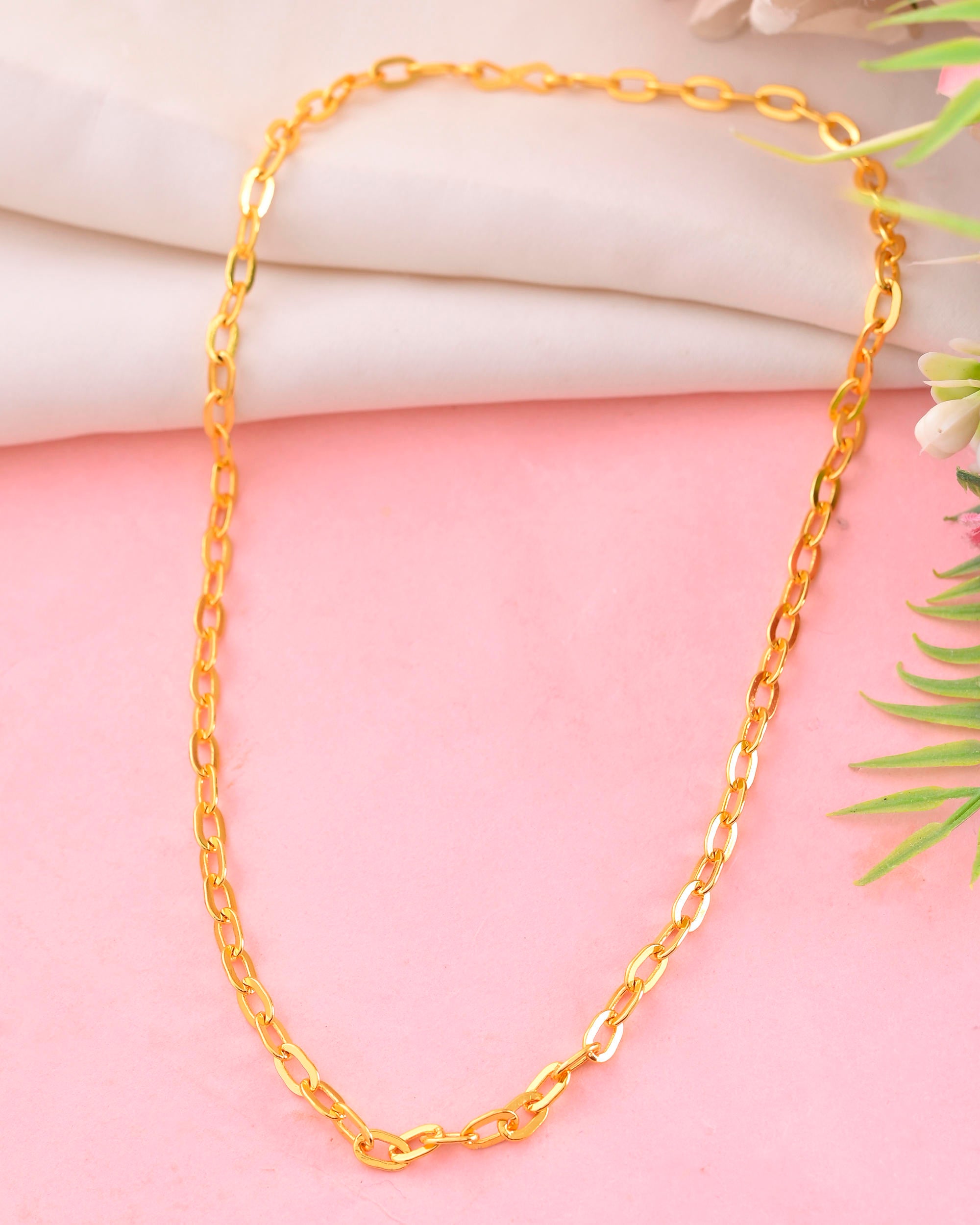 VOJ Women Gold-Polished Linked Chain - Distacart