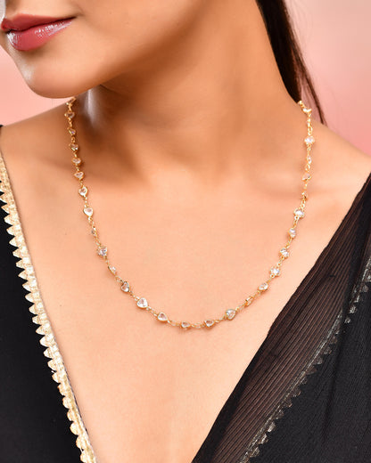 VOJ Women Gold-Polished Heart Shaped Stone Studded Chain - Distacart