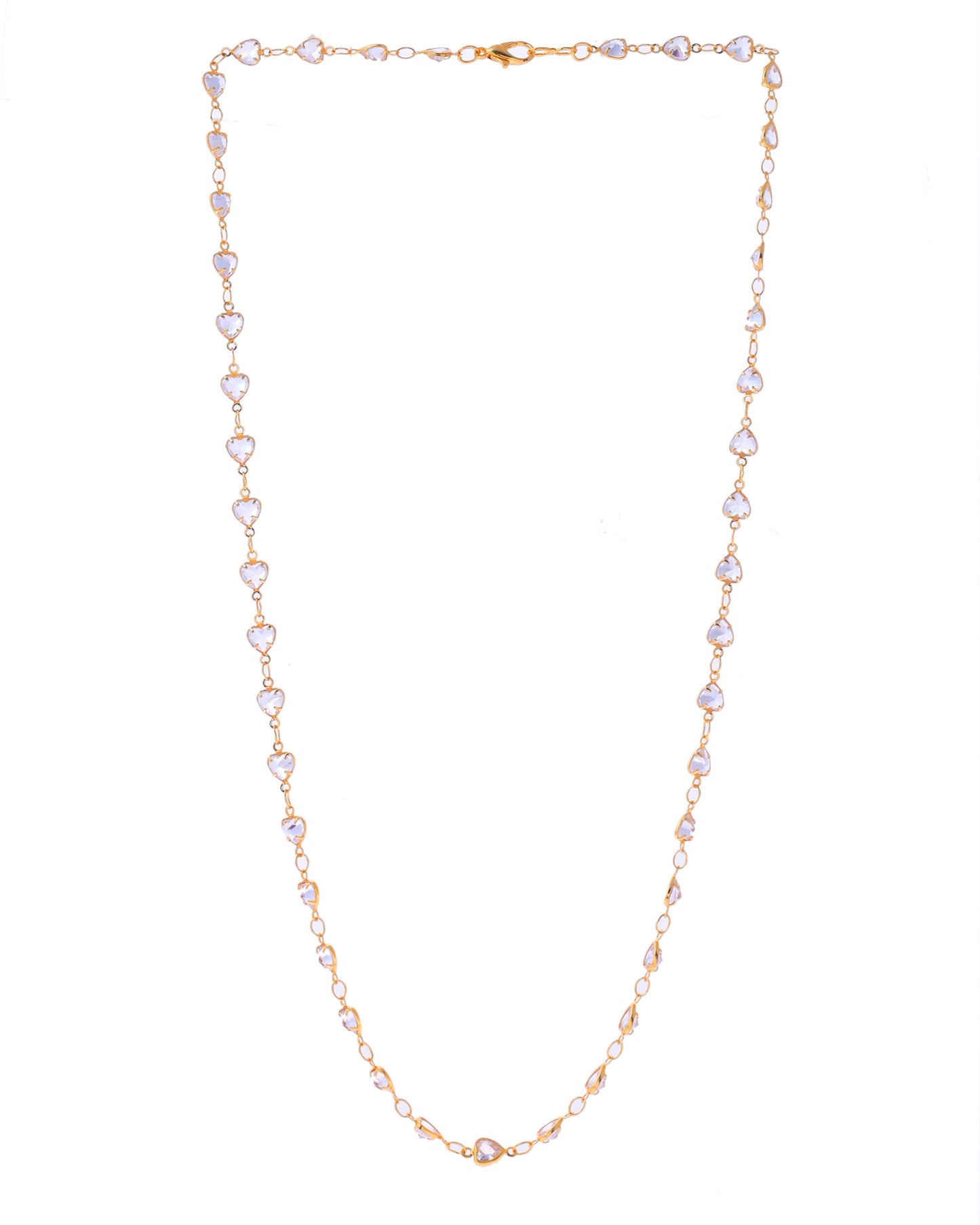 VOJ Women Gold-Polished Heart Shaped Stone Studded Chain - Distacart