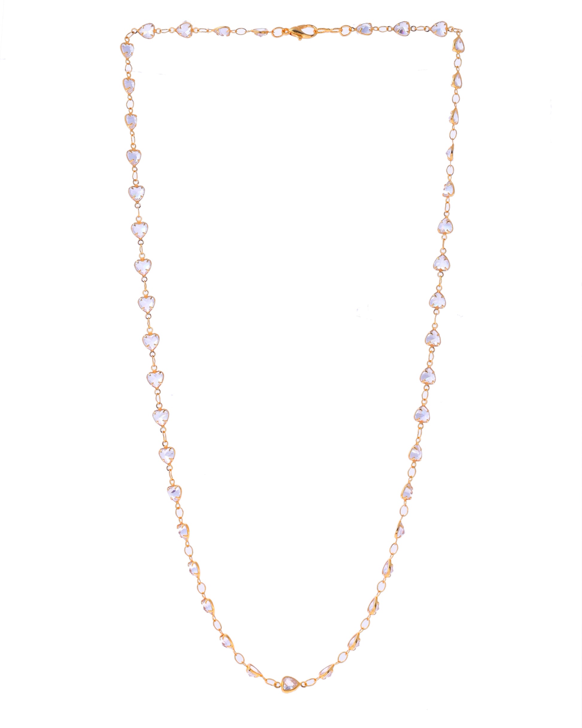 VOJ Women Gold-Polished Heart Shaped Stone Studded Chain - Distacart