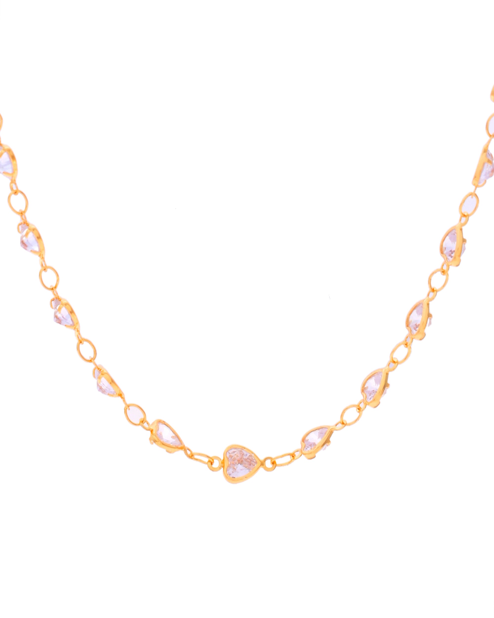 VOJ Women Gold-Polished Heart Shaped Stone Studded Chain