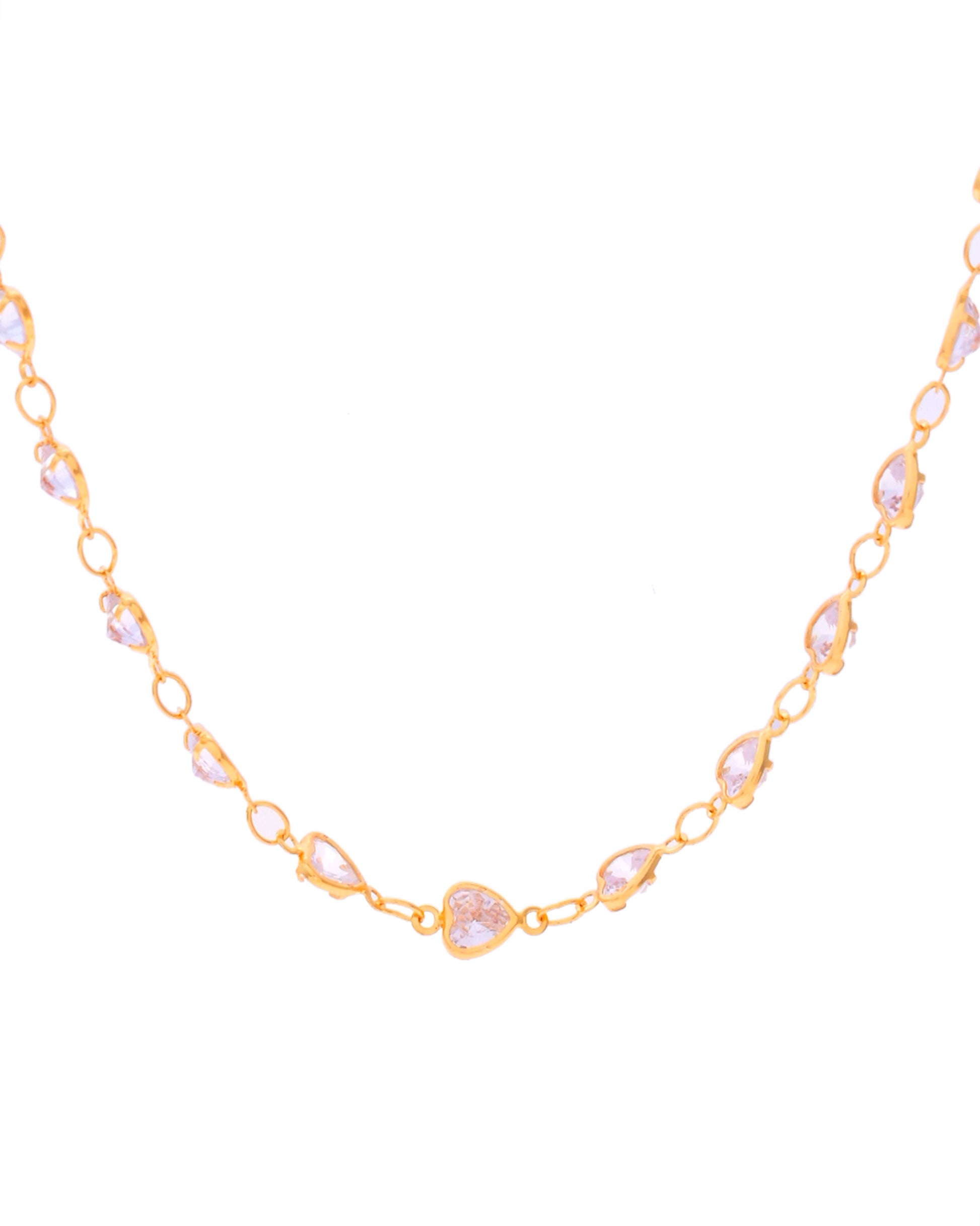 VOJ Women Gold-Polished Heart Shaped Stone Studded Chain - Distacart