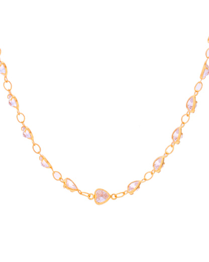 VOJ Women Gold-Polished Heart Shaped Stone Studded Chain - Distacart