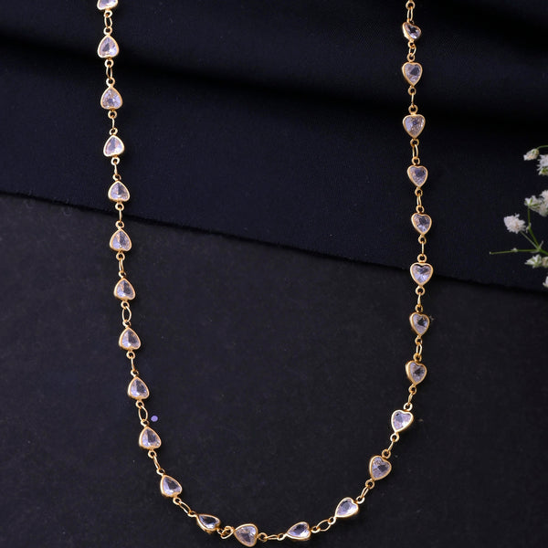 VOJ Women Gold-Polished Heart Shaped Stone Studded Chain - Distacart