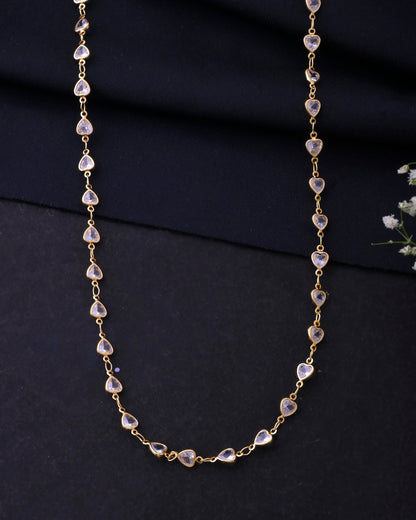 VOJ Women Gold-Polished Heart Shaped Stone Studded Chain - Distacart