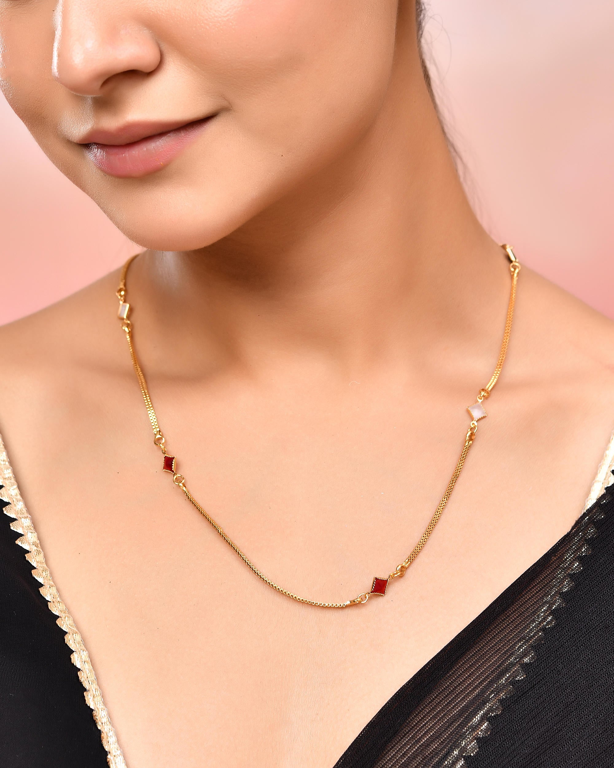 VOJ Gold-Polished Square Shapped Stainless Steel Chain For Women - Distacart