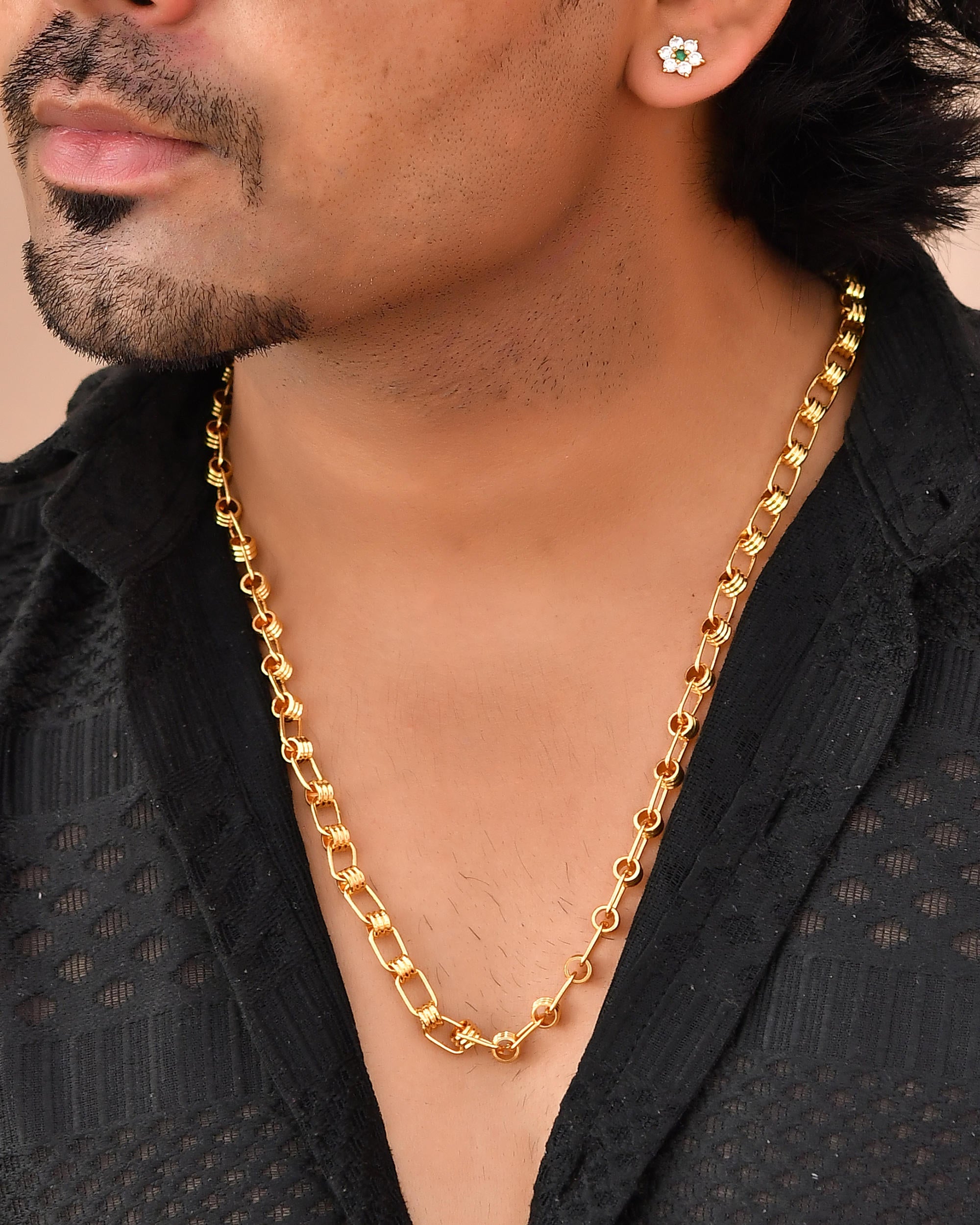 VOJ Gold-Polished Linked Chain For Men - Distacart