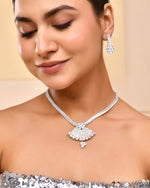 Thumbnail for VOJ Silver Plated CZ Stone Studded Designer Jewellery Set - Distacart