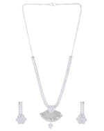 Thumbnail for VOJ Silver Plated CZ Stone Studded Designer Jewellery Set - Distacart