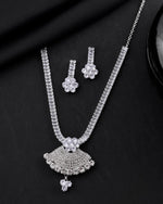 Thumbnail for VOJ Silver Plated CZ Stone Studded Designer Jewellery Set - Distacart