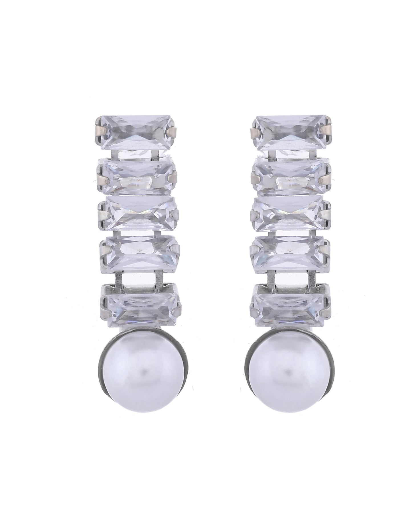 VOJ Silver Plated Pearl And Stone Studded Necklace Set - Distacart