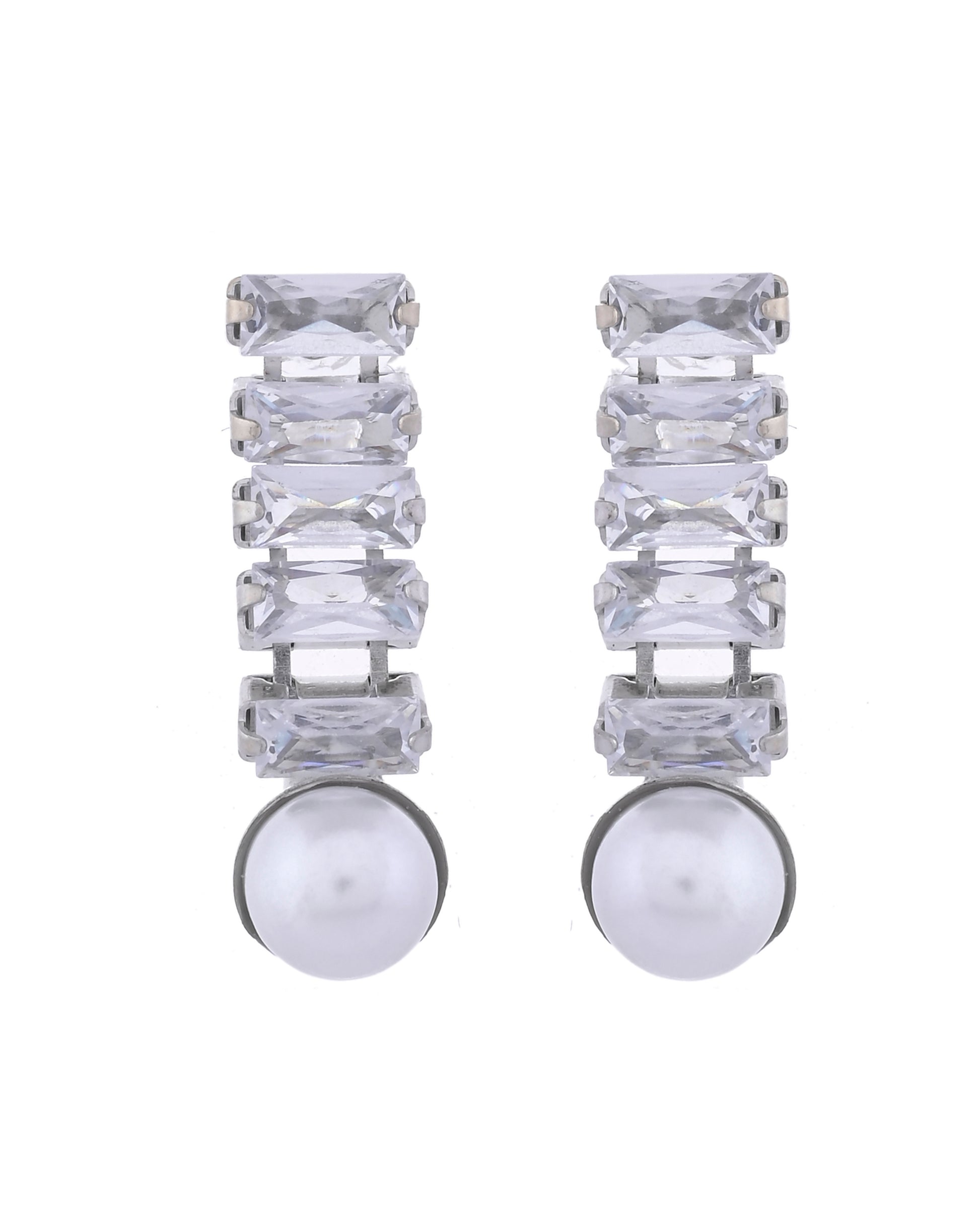 VOJ Silver Plated Pearl And Stone Studded Necklace Set - Distacart