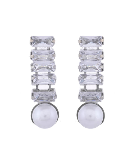 VOJ Silver Plated Pearl And Stone Studded Necklace Set - Distacart