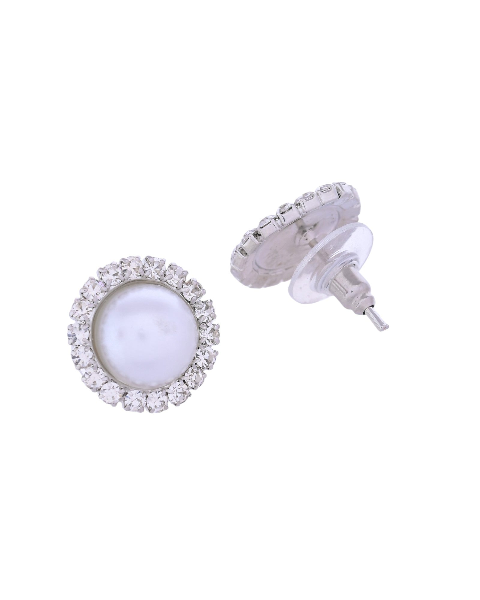 VOJ Silver Plated White Pearl And CZ Stone Choker Set - Distacart