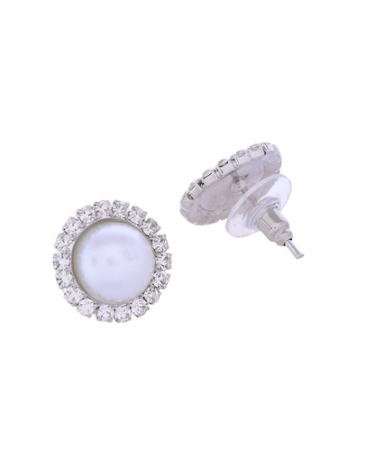 VOJ Silver Plated White Pearl And CZ Stone Choker Set - Distacart