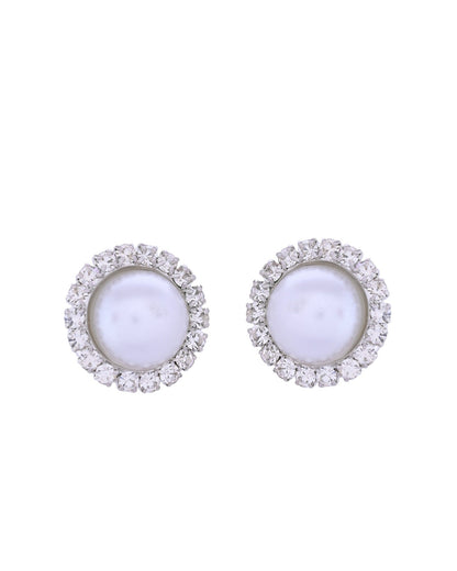 VOJ Silver Plated White Pearl And CZ Stone Choker Set - Distacart