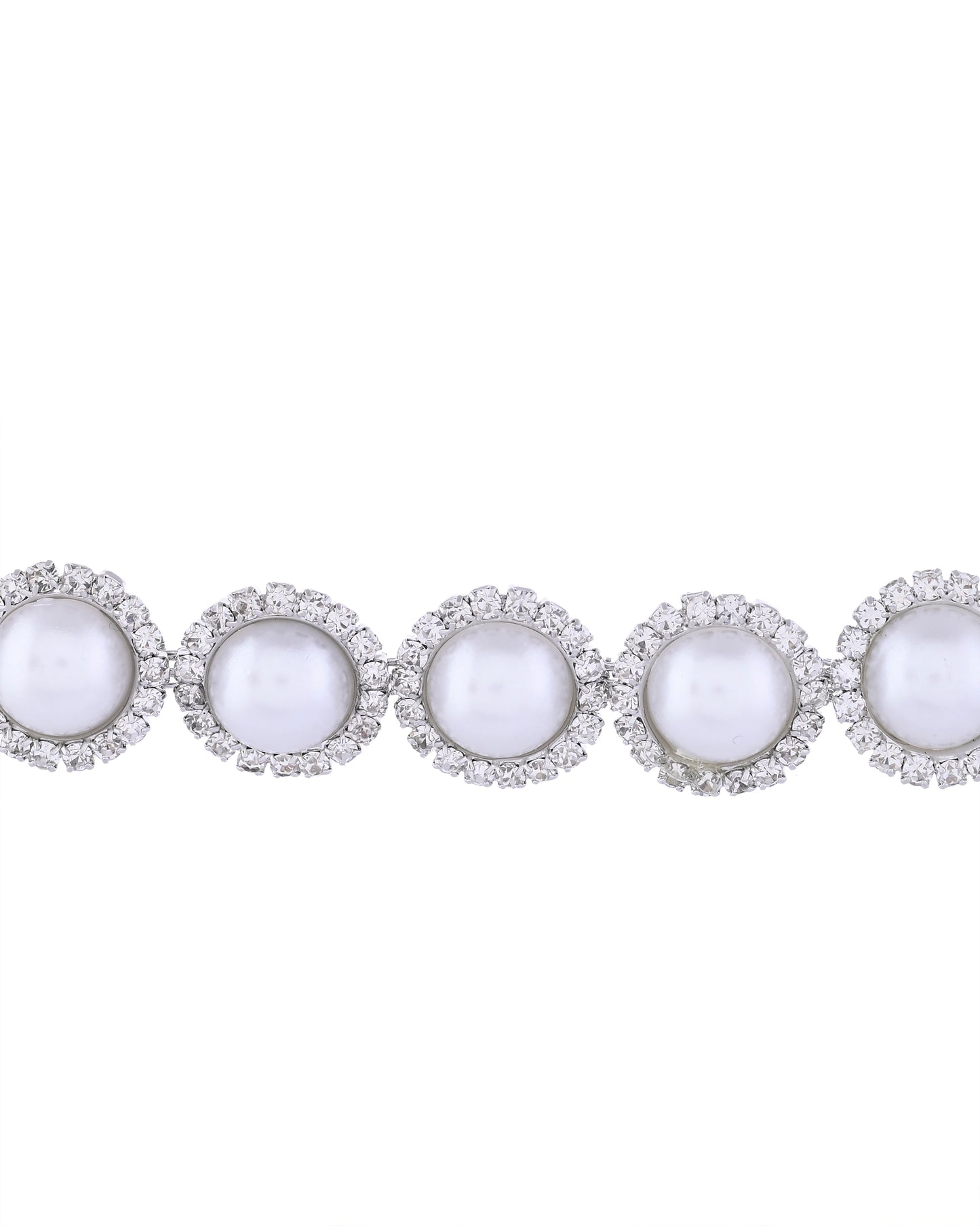 VOJ Silver Plated White Pearl And CZ Stone Choker Set - Distacart