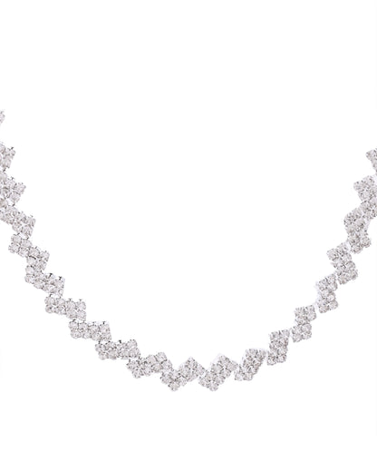 VOJ Silver Plated Stones Studded minimal Designed Jewellery Set - Distacart