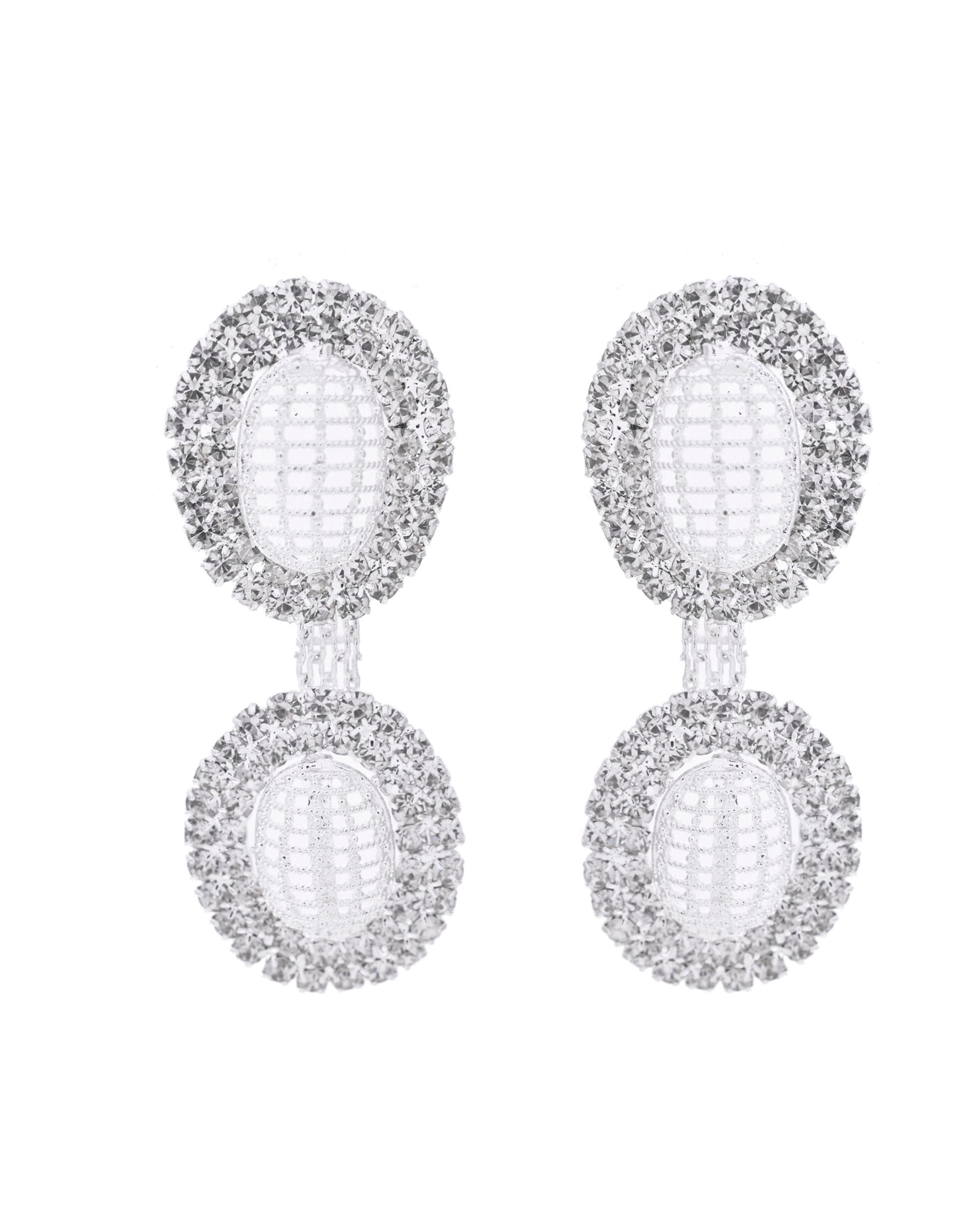 VOJ Silver-Plated Stones Studded Oval Shaped Jewellery Set - Distacart