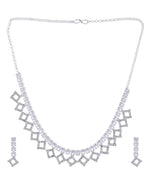 Thumbnail for VOJ Silver-Plated Stones Studded Geomatrical Jewellery Set - Distacart