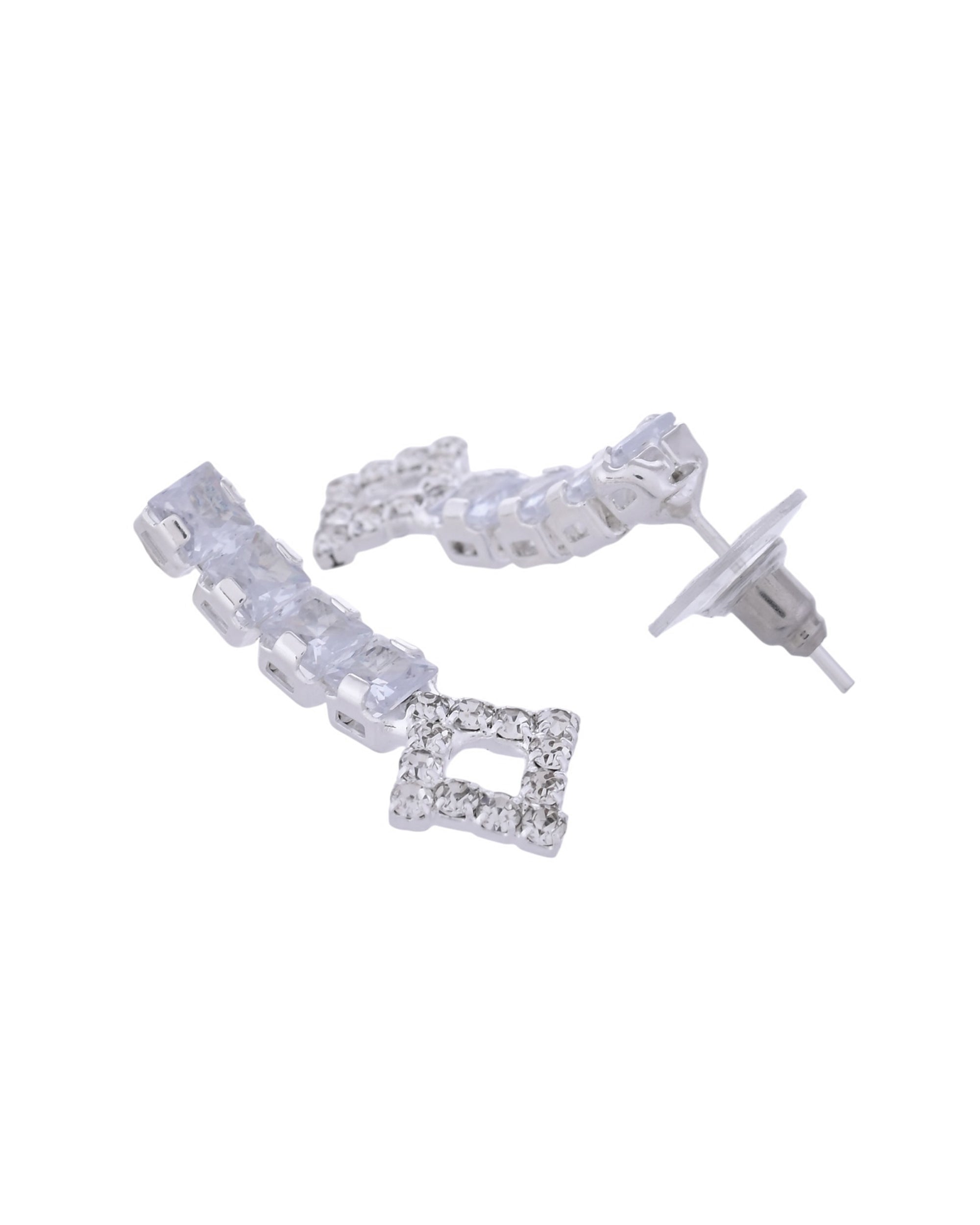 VOJ Silver-Plated Stones Studded Geomatrical Jewellery Set - Distacart