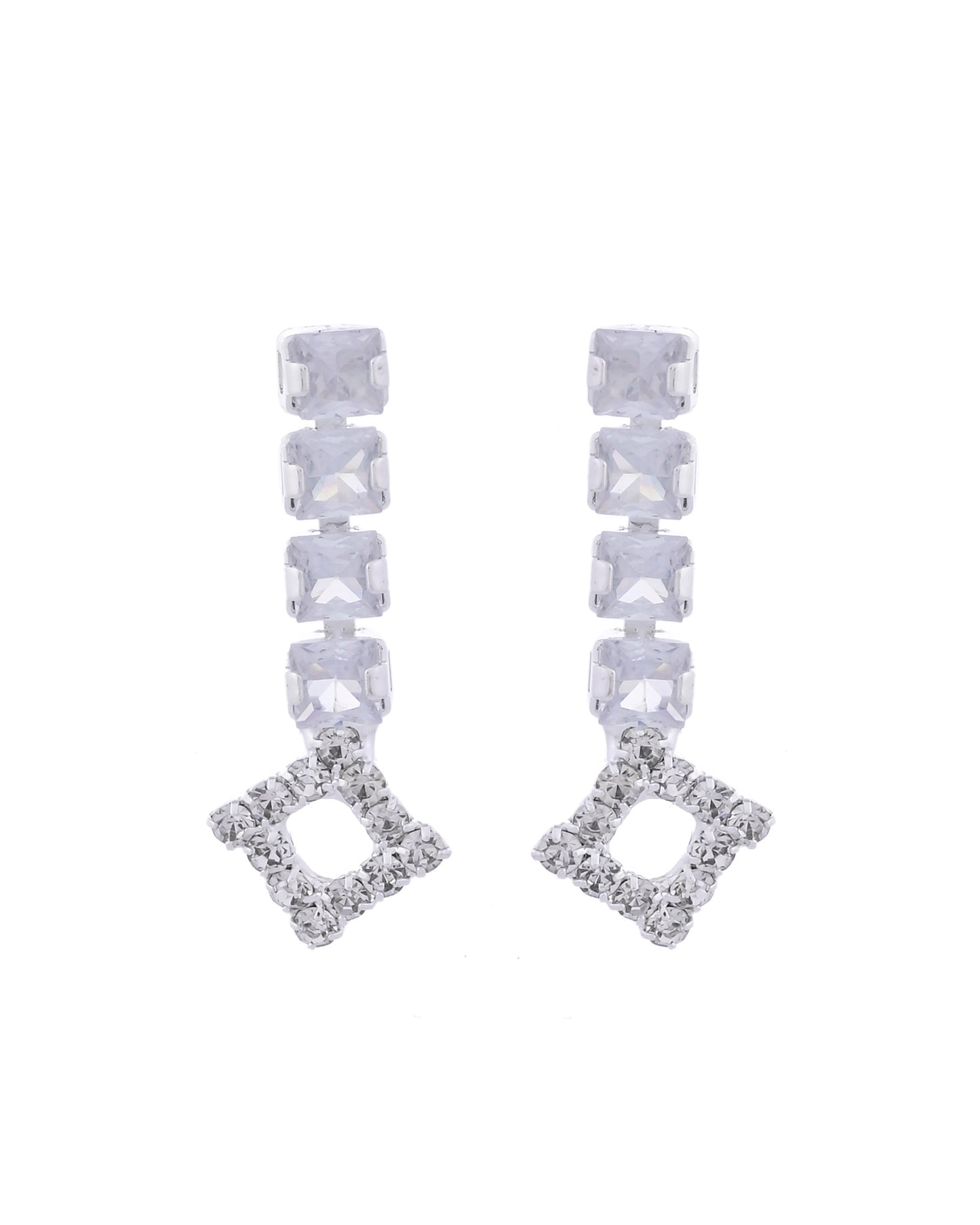 VOJ Silver-Plated Stones Studded Geomatrical Jewellery Set - Distacart