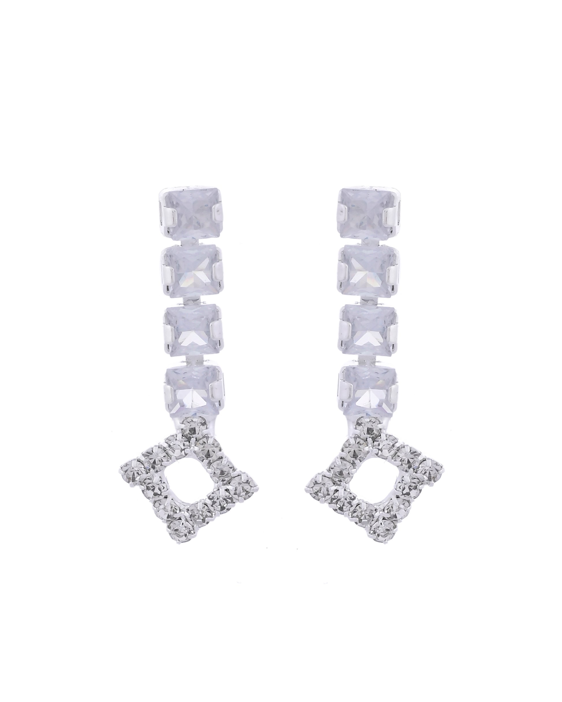 VOJ Silver-Plated Stones Studded Geomatrical Jewellery Set - Distacart