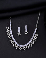 Thumbnail for VOJ Silver-Plated Stones Studded Geomatrical Jewellery Set - Distacart