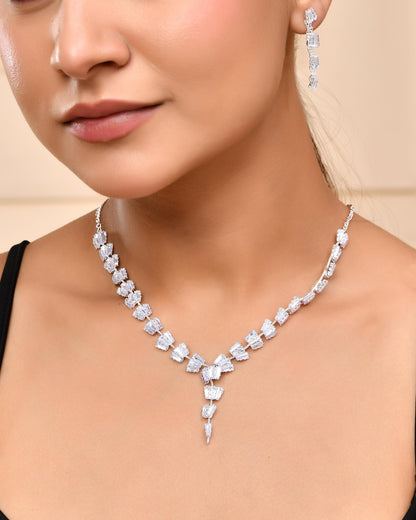 VOJ Silver Plated Artifical Stone Studded Necklace Set - Distacart