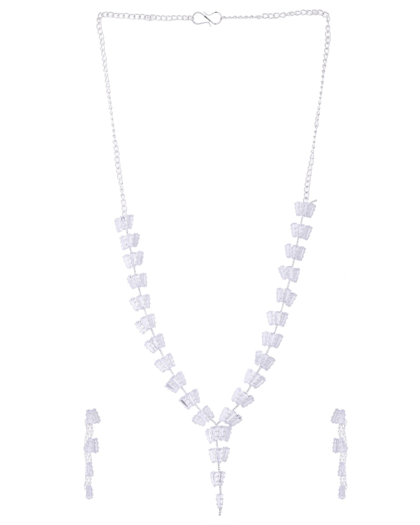 VOJ Silver Plated Artifical Stone Studded Necklace Set - Distacart