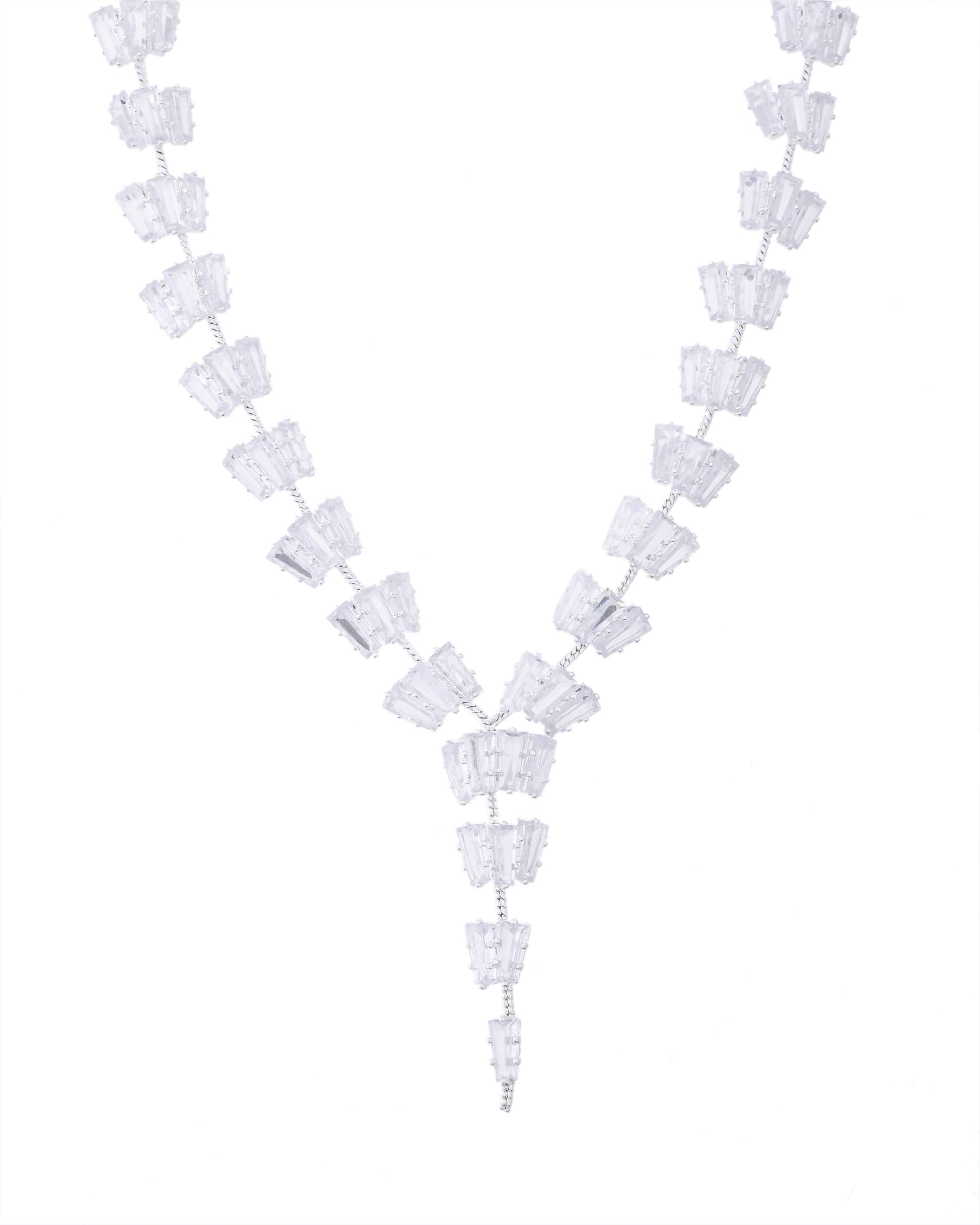 VOJ Silver Plated Artifical Stone Studded Necklace Set - Distacart