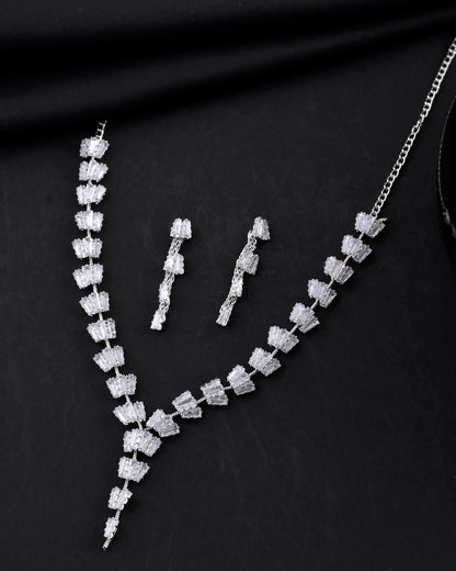 VOJ Silver Plated Artifical Stone Studded Necklace Set - Distacart