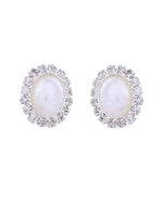 Thumbnail for VOJ Silver Plated Pearl and Stones Studded Oval Shaped Jewellery Set - Distacart
