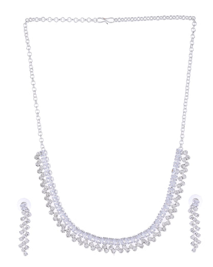 VOJ Silver Plated CZ And Artifical Stones Studded Necklace Set - Distacart