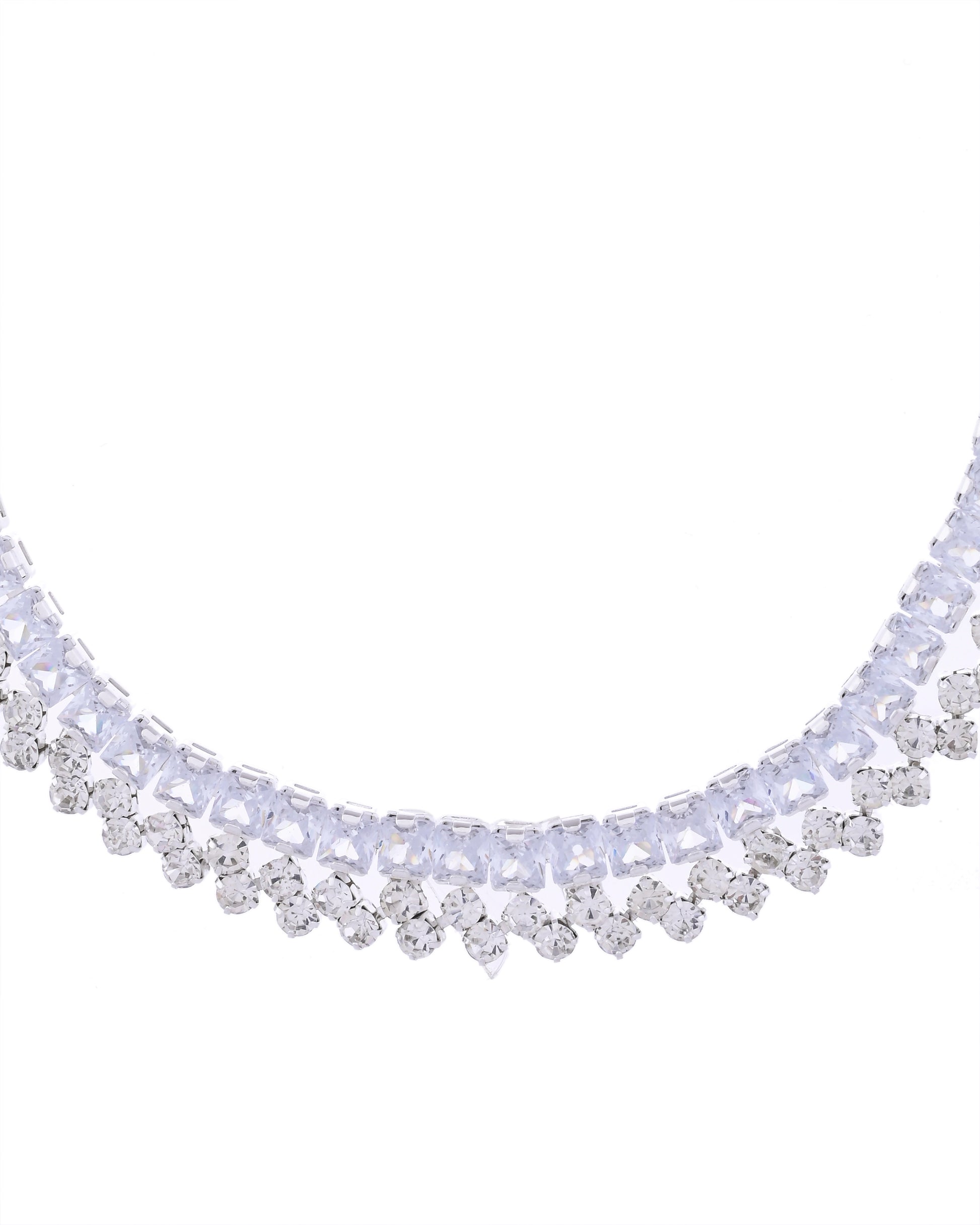 VOJ Silver Plated CZ And Artifical Stones Studded Necklace Set - Distacart