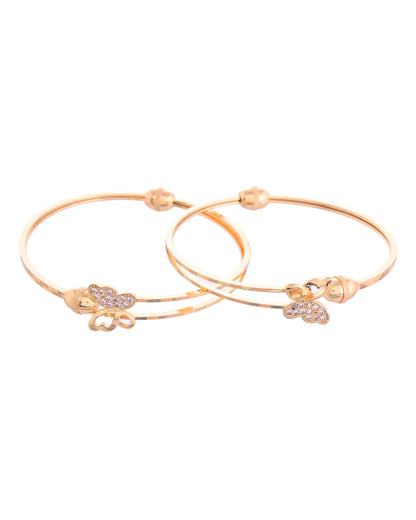 VOJ Set of 2 Gold-Polished AD Stones Butterfly Shaped Elegent Bangles - Distacart