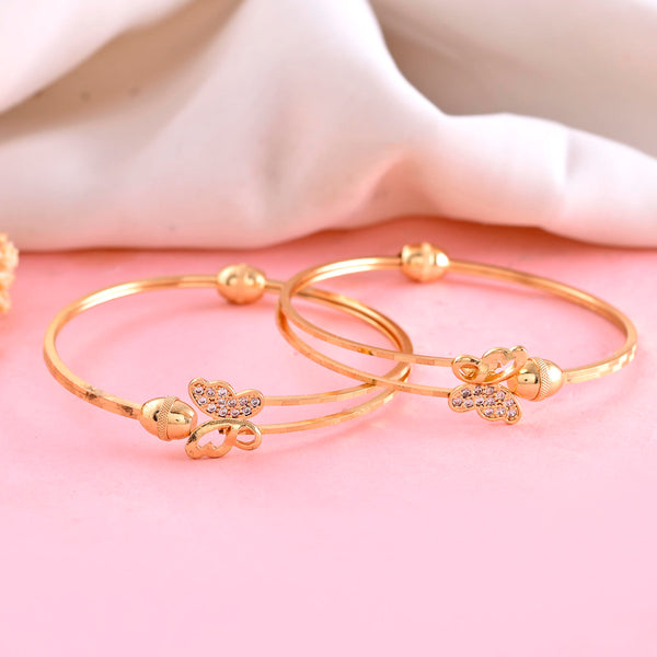 VOJ Set of 2 Gold-Polished AD Stones Butterfly Shaped Elegent Bangles - Distacart