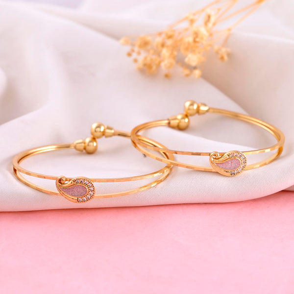 VOJ Set of 2 Gold-Polished AD Stone Studded Classic Bangles - Distacart