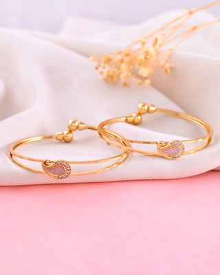 VOJ Set of 2 Gold-Polished AD Stone Studded Classic Bangles - Distacart