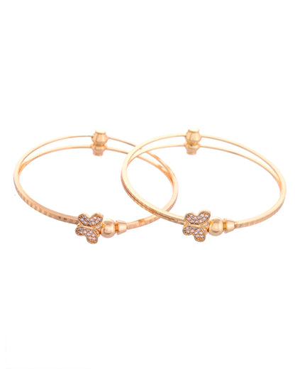 VOJ Set of 2 Gold-Polished AD Stones Butterfly Shaped Bangles - Distacart