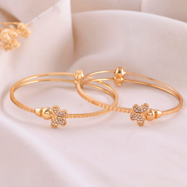 VOJ Set of 2 Gold-Polished AD Stones Butterfly Shaped Bangles - Distacart