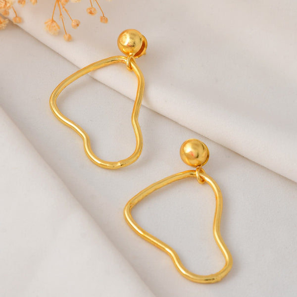 VOJ Gold Polished Anti Tarnish Designer Drop Earrings - Distacart